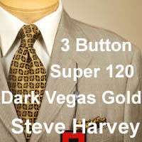48R Suit STEVE HARVEY SUPER120 Gold Mens Suits H60  