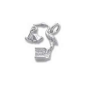  Stork Twins Charm   Gold Plated: Jewelry