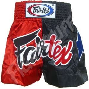  Fairtex Black and Red Satin Muay Thai Shorts   Size M 