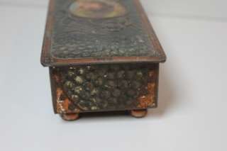 Antique small Rowntrees Art nouveau lady cacoa tin.  