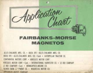 OLD FAIRBANKS MORSE MAGNETO APPLICATION CHART  