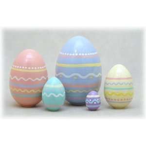  4 Inch Spring Easter Eggs 5 Piece Russian Wood Nesting 