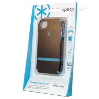 New Speck CandyShell Case iPhone 4 & 4S Black/Peakcock Flip Cover Spk 