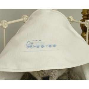    embroidered train hooded towel by sweet william