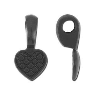  19.5mm Black Heart Glue Pad Pewter Bails by Tierracast 