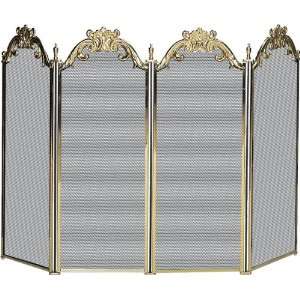  Uniflame 4 Panel Cast Solid Brass Screen: Home & Kitchen