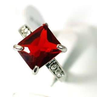 r7528 Size 8 Lady Red Kashmir Gemstone 18K GP Diamante Zircon CZ Ring 
