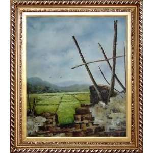  Old Broken Wall in a Farm Field Oil Painting, with 