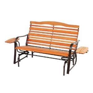  Living Accents Wood Double Glider with Trays Patio, Lawn 