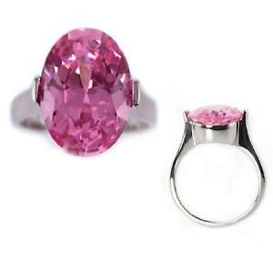  Stainless Steel Womens Pink CZ Ring   Size 6 West Coast 