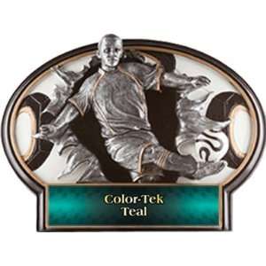  Soccerball Burst Out Resin Mens Trophies TEAL COLOR TEK 