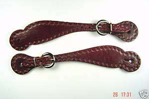 Cowboy Western Rodeo Leather Border Stamped Spur Straps  