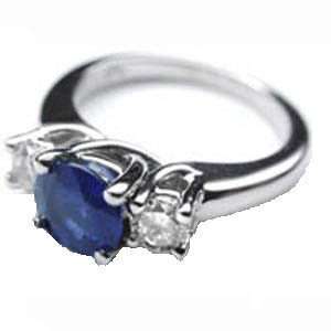   Round Sapphire Diamond Ring (1.50 cts. t.w.): Evyatar Rabbani: Jewelry