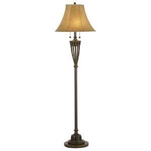  Bronze Cage Faux Leather Shade Floor Lamp