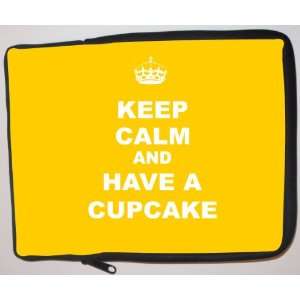 Keep Calm and have a Cupcake   Yellow Laptop Sleeve   Note Book sleeve 