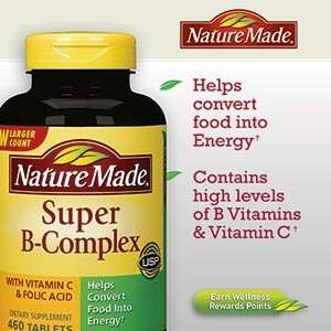 Super B Complex with Vitamin C & Folic Acid 460 Tablets Nature Made 