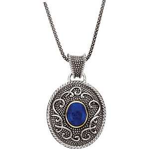   : Sterling Silver and 14K Yellow Gold Lapis Lazuli Necklace: Jewelry