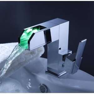 Sprinkle   Color Changing LED Waterfall Bathroom Sink Faucet with Pop 