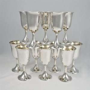  Water Goblets, Set of 12 by C. Ray Randall & Co., Sterling 