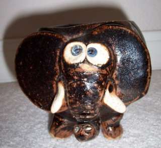 Cartoon Stoneware Ceramic 60s ELEPHANT CRITTER PLANTER  