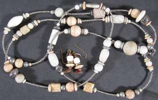 Vintage Earrings & Necklace~Carver Rocks Stone~Mei FA  