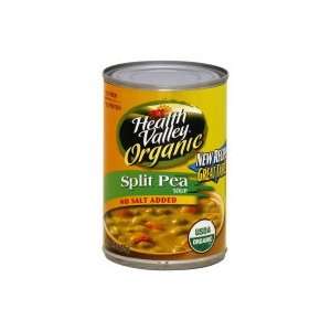 Health Valley Organic Split Pea Soup, No Salt Added, 15 oz, (pack of 6 