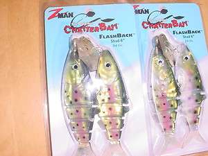 TWO Z MAN CHATTERBAITS  SPECKLED TROUT  6 FLASHBACK SHAD 3/4 OZ 