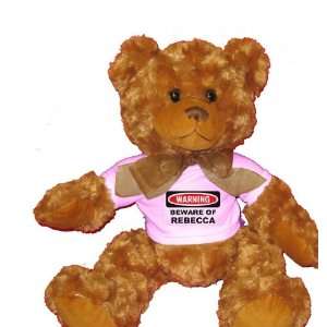   Beware of Rebecca Plush Teddy Bear with WHITE T Shirt: Toys & Games