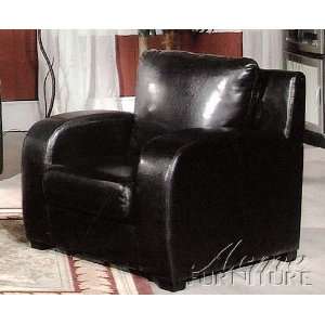  Sofa Chair with Wooden Legs Black Bycast Leather