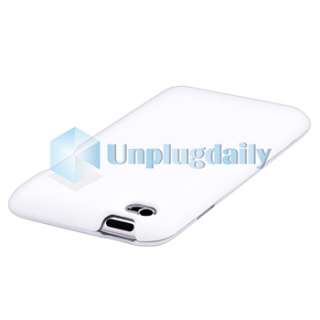 For iPod touch 4 4th G Gen White Rubber Hard Snap on Case+Privacy LCD 