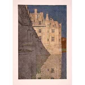  1906 Print Jules Guerin Art Chateau Chenonceau Castle 