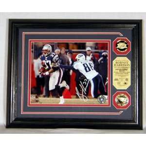  Rodney Harrison Autographed Photomint with 2 Gold Coins 
