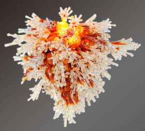 Amber Coral Blown Glass Chandelier  