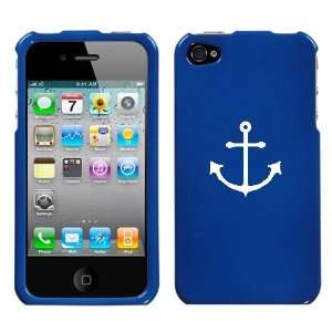  APPLE IPHONE 4 4G WHITE ANCHOR ON A BLUE HARD CASE COVER 