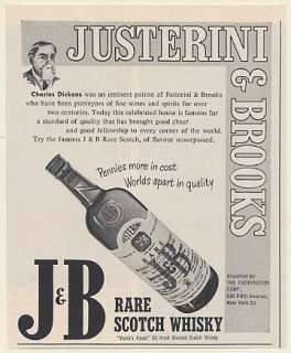 1961 Charles Dickens Justerini & Brooks J&B Rare Scotch Whisky Print 