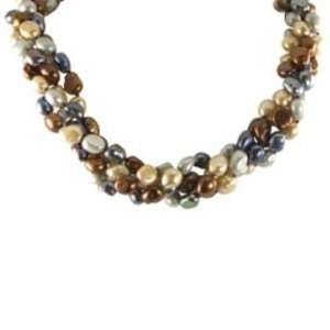   chocolate/black/grey/champagne freshwater cultured pearl necklace, 18