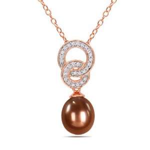   Chocolate Pearl and 1/10ct TDW Diamond Necklace (G H, I3)  Jewelry