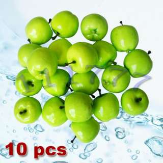 Plastic Artificial Fruit Party Small Green Apples 10pcs  