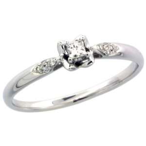 Gold Princess Solitaire Diamond Engagement Ring w/ 0.11 Carat Princess 