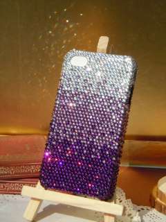 Handmade Bling Swarovski Crystal Case Cover For iPhone 4 4G 4S Purple 