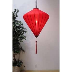  4 Foot Silk And Bamboo Lantern   Red Diamond: Home 