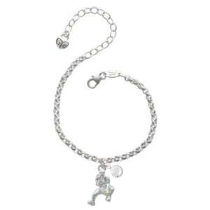 Softball Catcher Silver Plated Brass Charm Bracelet with Clear 