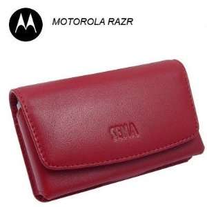  Sena Cases Red Leather Razr lateral pouch