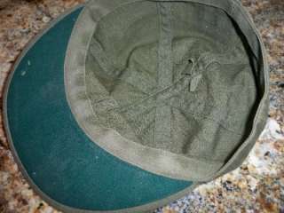 VTG WWII US NAVY OD Green Rip Stop Material 7 1/8 Cap Hat  