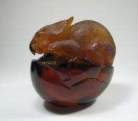 Cognac Baby Triceratops Mexican Amber Carving Chiapas  