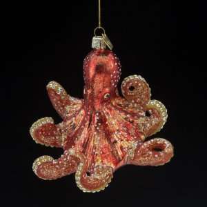   Noble Gems Blown Glass Red Octopus Christmas Ornaments: Home & Kitchen