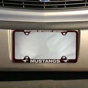 SMU Mustangs Burgundy Engraved License Plate Frame