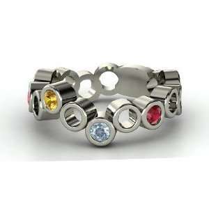 Stepping Stones Ring with Four Gems, Round Citrine Sterling Silver 