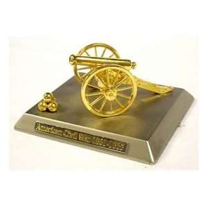  Miniature Civil War Cannon on Gold Base 