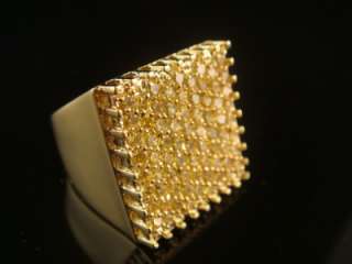   Yellow Gold Finish Diamond Simulate Fashion Icy Ring Size Selectable